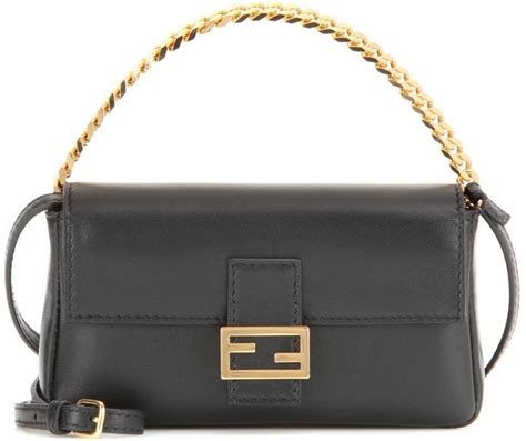 fendi women's women's micro baguette gold chain strap bag black|fendi handbags.